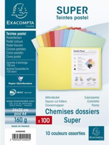 Exacompta - Ref 340000E - Pack of 100 semi-rigid folders