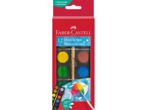 Acuarele pastilă 24 mm + pensulă Faber-Castell 12 culori/set