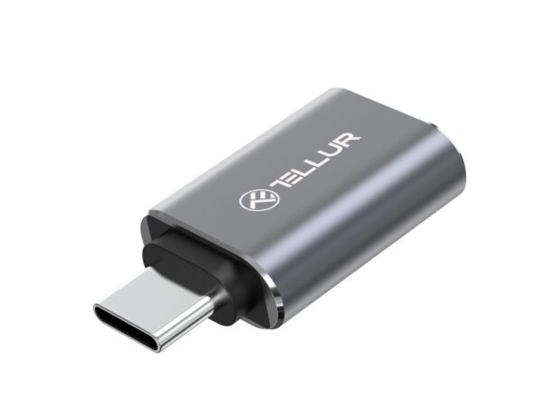 Adaptor Tellur USB-C (tată) la USB-A (mamă), 10Gbps, 3A, aluminiu