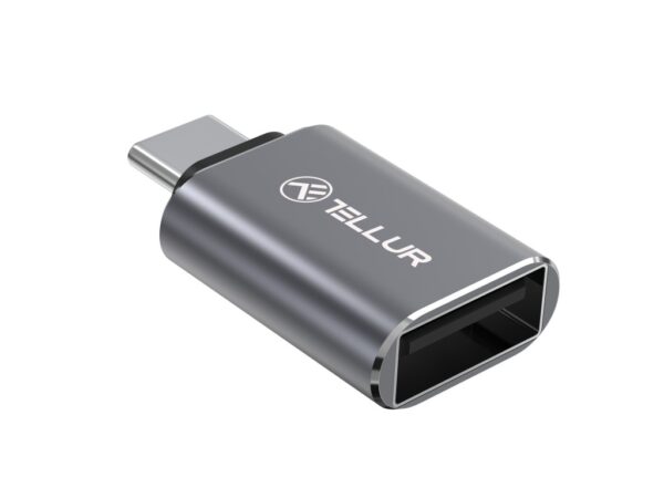 Adaptor Tellur USB-C (tată) la USB-A (mamă), 10Gbps, 3A, aluminiu