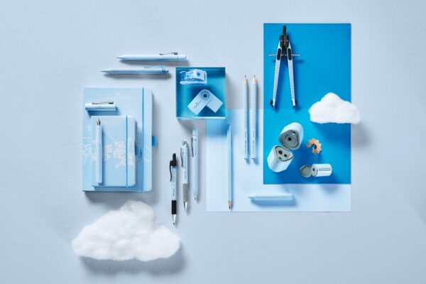 Ascuțitoare plastic simplă cu container mini grip 2001 bleu sake Faber-Castell