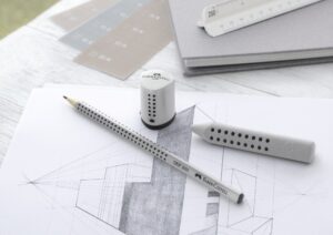 Ascuțitoare plastic simplă cu container mini grip 2001 gri Faber-Castell
