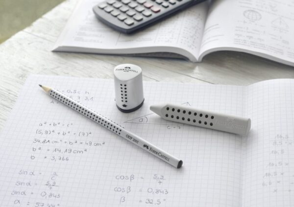 Ascuțitoare plastic simplă cu container mini grip 2001 gri Faber-Castell