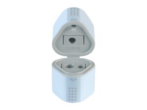 Ascuțitoare plastic triplă cu container grip 2001 bleu sky Faber-Castell