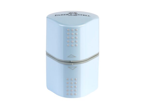 Ascuțitoare plastic triplă cu container grip 2001 bleu sky Faber-Castell