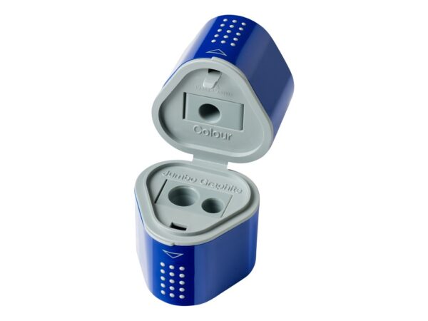 Ascuțitoare plastic triplă cu container grip 2001 roșie/albastră Faber-Castell