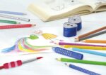 Ascuțitoare plastic triplă cu container grip 2001 roșie/albastră Faber-Castell
