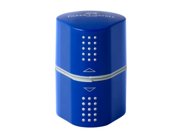 Ascuțitoare plastic triplă cu container grip 2001 roșie/albastră Faber-Castell