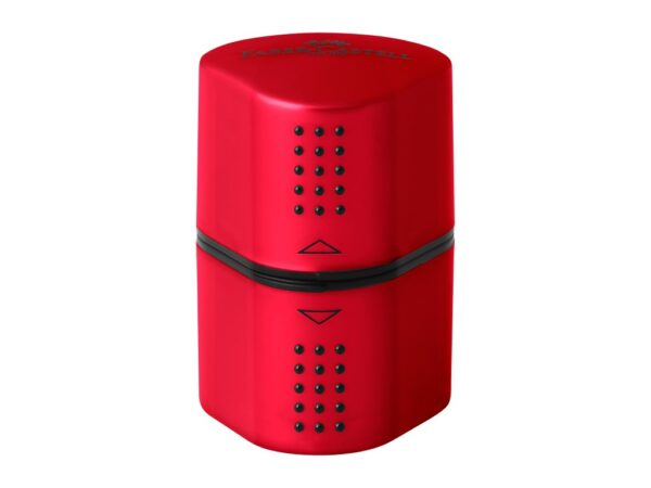 Ascuțitoare plastic triplă cu container grip 2001 roșie/albastră Faber-Castell