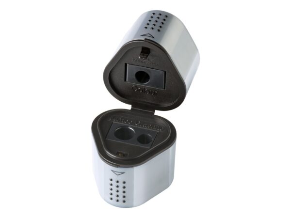 Ascuțitoare plastic triplă cu container grip 2001 gri Faber-Castell