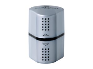 Ascuțitoare plastic triplă cu container grip 2001 gri Faber-Castell