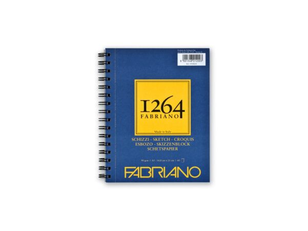 Bloc desen 1264 Schizzi, A5, 90gr, 60 file, cu spirală pe lățime Fabriano