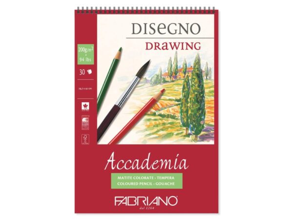 Bloc desen Accademia Disegno, A3, cu spiră, Fabriano
