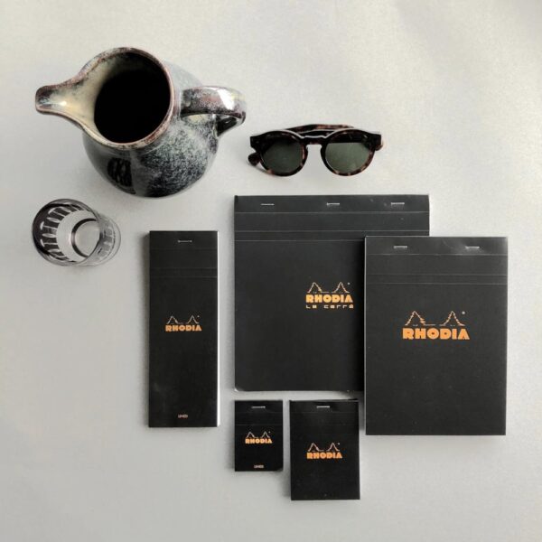 Blocnotes 8,5 x 12 cm, capsat, 80 file, N°12, Rhodia Basic, negru