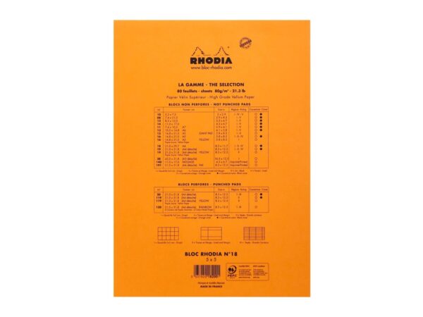 Blocnotes A4, capsat, 80 file, N°18, Rhodia Basic, orange