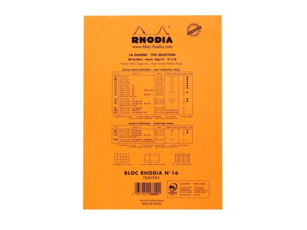 Blocnotes A5, capsat, 80 file, N°16, Rhodia Basic, orange