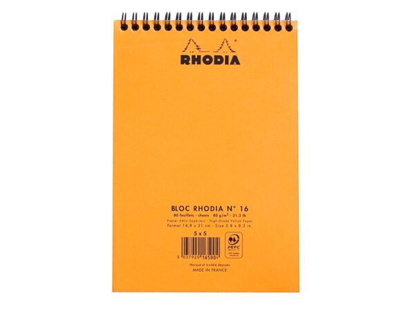 Blocnotes A5 Spiral Pad Rhodia Classic Orange