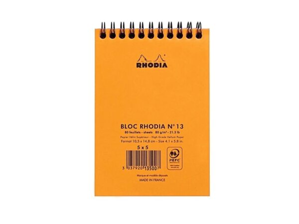 Blocnotes A6, spirală, 80 file, Rhodia Classic, orange