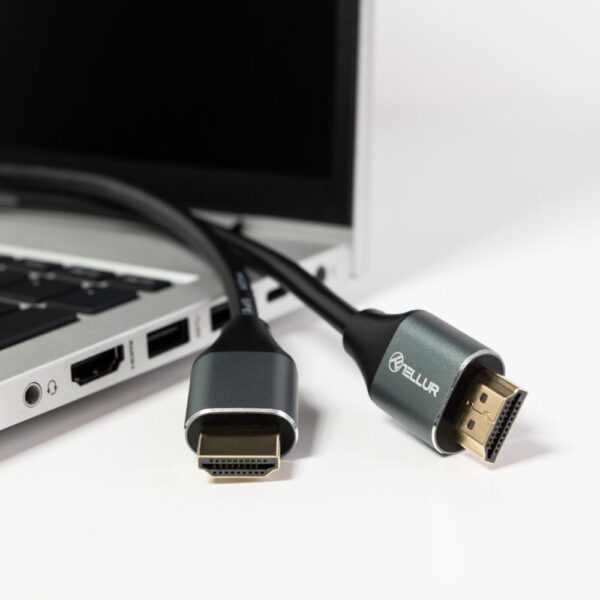 Cablu High Speed HDMI 2.0 Tellur, 4K, 18Gbps, tată-tată, Ethernet, aurit, 1.5m, negru