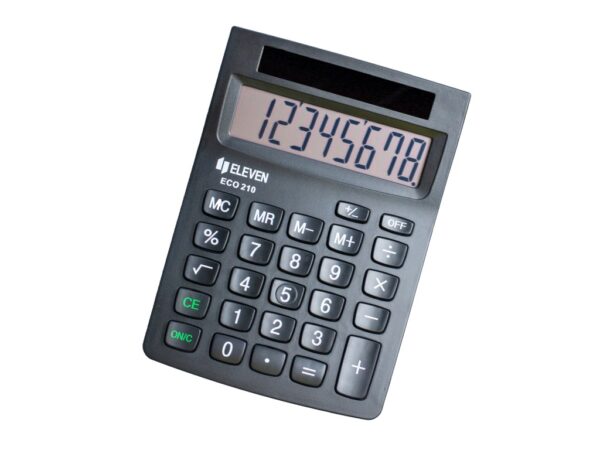 Calculator de birou ECO 8 digiți, 103,5 x 145,5 x 32,5 mm, Eleven ECO 210