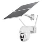 Cameră solară WiFi Tellur Smart, P&T, 3MP, 2K UltraHD, PIR, panou solar 20W, Alb