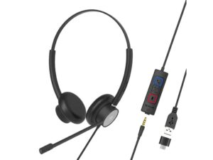 Căști cu fir call center Tellur Voice 420, binaural, USB Jack 3.5mm, negru