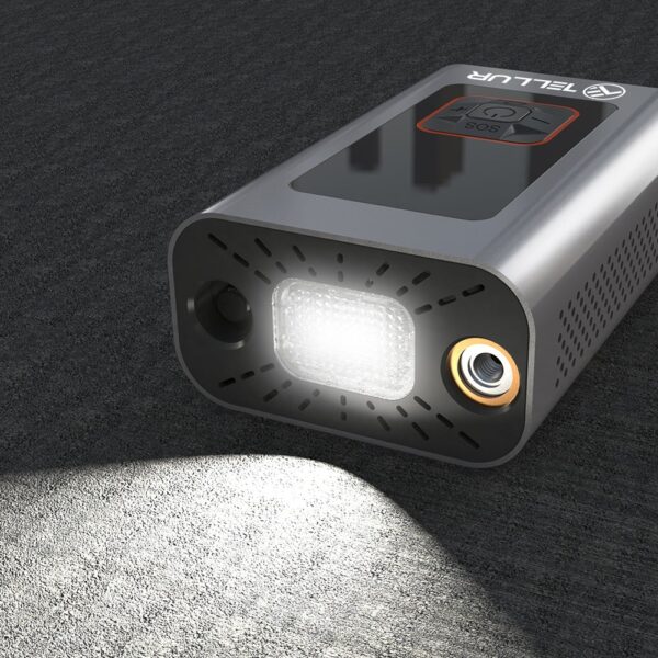 Compresor auto portabil Tellur, 150 PSI, 16L/min, 4000mAh, USB-C, aluminiu