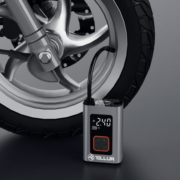 Compresor auto portabil Tellur, 150 PSI, 16L/min, 4000mAh, USB-C, aluminiu