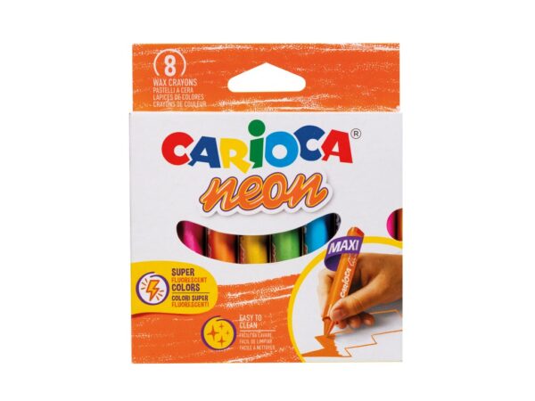 Creioane cerate Carioca Jumbo Neon 8 culori/set