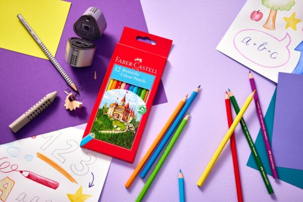 Creioane colorate hexagonale Faber-Castell 12 culori/set