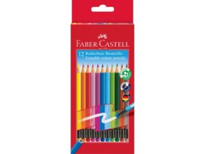 Creioane colorate hexagonale cu gumă eco Faber-Castell 12 culori/set