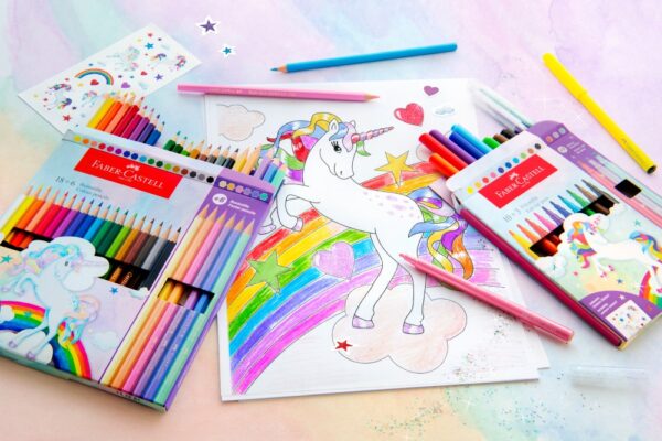 Creioane colorate hexagonale unicorni Faber-Castell 10 + 3 culori /set