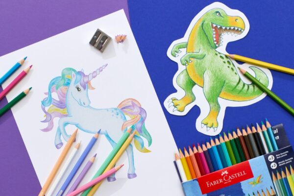 Creioane colorate hexagonale unicorni Faber-Castell 10 + 3 culori /set