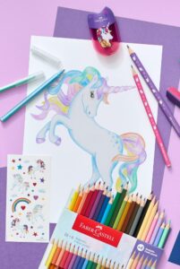 Creioane colorate hexagonale unicorni Faber-Castell 18 + 6 culori /set