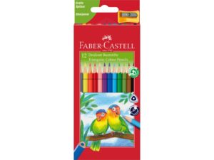Creioane colorate triunghiulare + ascuțitoare eco Faber-Castell 12 culori/set