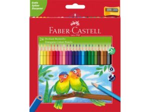 Creioane colorate triunghiulare + ascuțitoare eco Faber-Castell 24 culori/set