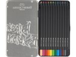Creioane colorate triunghiulare black edition cutie metal Faber-Castell 12 culori/set