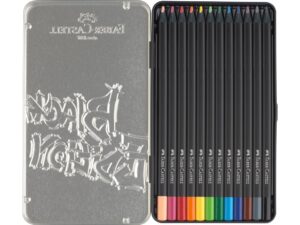 Creioane colorate triunghiulare black edition cutie metal Faber-Castell 12 culori/set