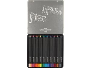 Creioane colorate triunghiulare black edition cutie metal Faber-Castell 24 culori/set
