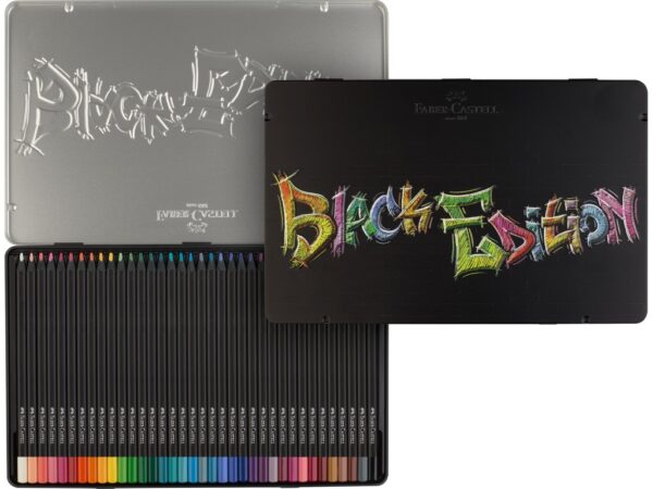 Creioane colorate triunghiulare black edition cutie metal Faber-Castell 36 culori/set