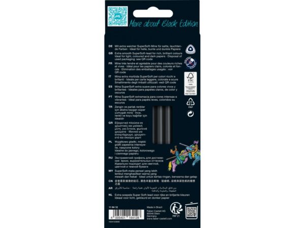 Creioane colorate triunghiulare black edition Faber-Castell 12 culori/set
