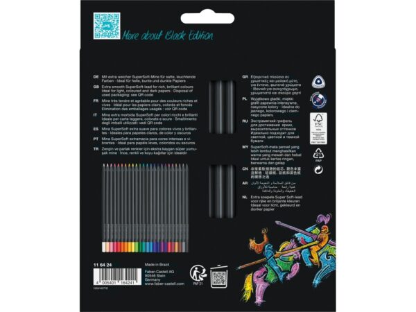 Creioane colorate triunghiulare black edition Faber-Castell 24 culori/set