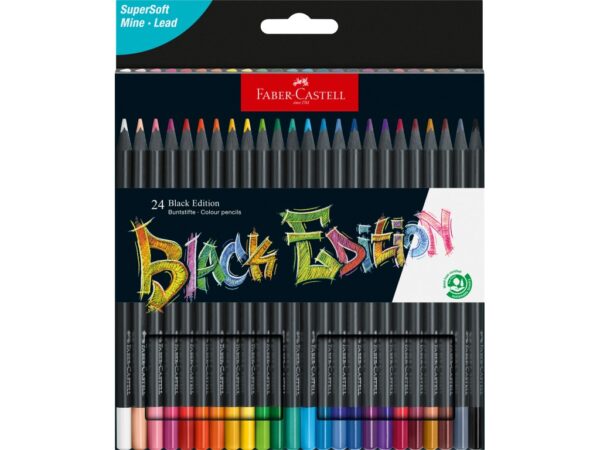 Creioane colorate triunghiulare black edition Faber-Castell 24 culori/set