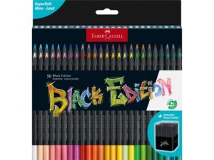Creioane colorate triunghiulare black edition Faber-Castell 50 culori/set