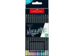 Creioane colorate triunghiulare black edition metalizate Faber-Castell 12 culori/set