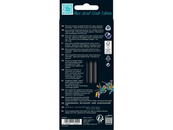 Creioane colorate triunghiulare black edition pastel + neon Faber-Castell 12 culori/set