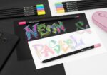 Creioane colorate triunghiulare black edition pastel + neon Faber-Castell 12 culori/set