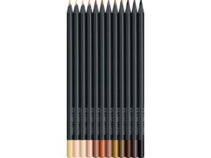Creioane colorate triunghiulare black edition skin tones Faber-Castell 12 culori/set