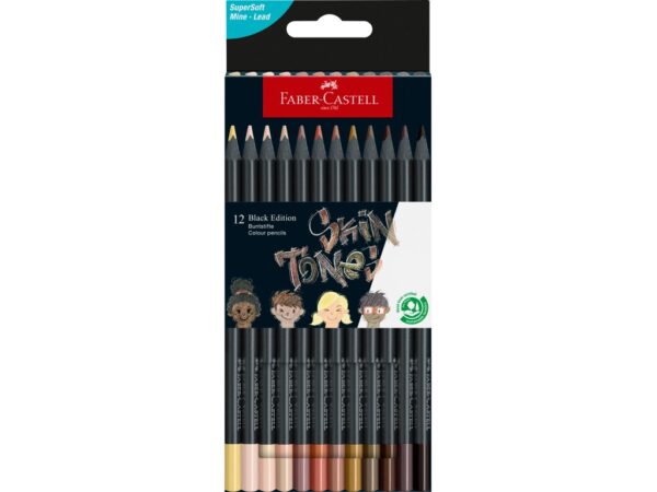 Creioane colorate triunghiulare black edition skin tones Faber-Castell 12 culori/set
