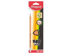Creion cu gumă Maped Black'Peps HB 3 buc/set FSC